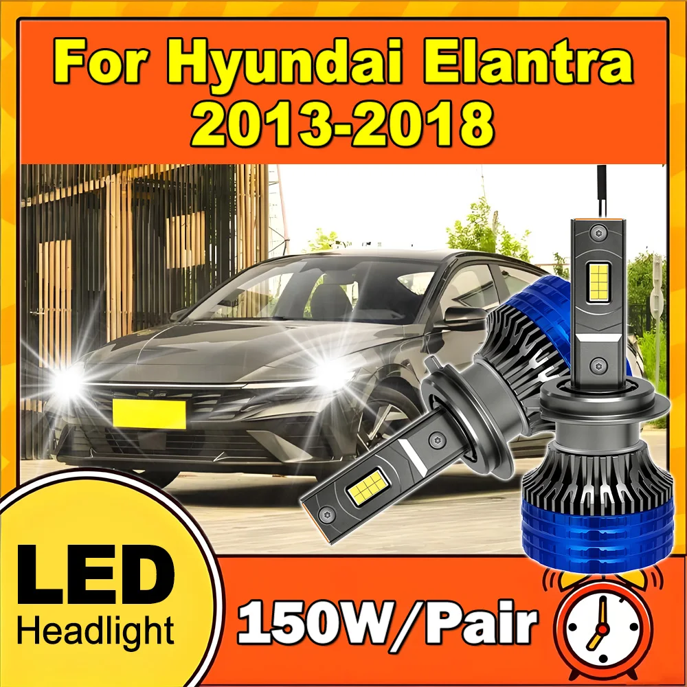 

2PCS Plug and Play 3570 CSP Chips 20000LM LED Headlights Front Headlamps 12V For Hyundai Elantra 2013 2014 2015 2016 2017 2018