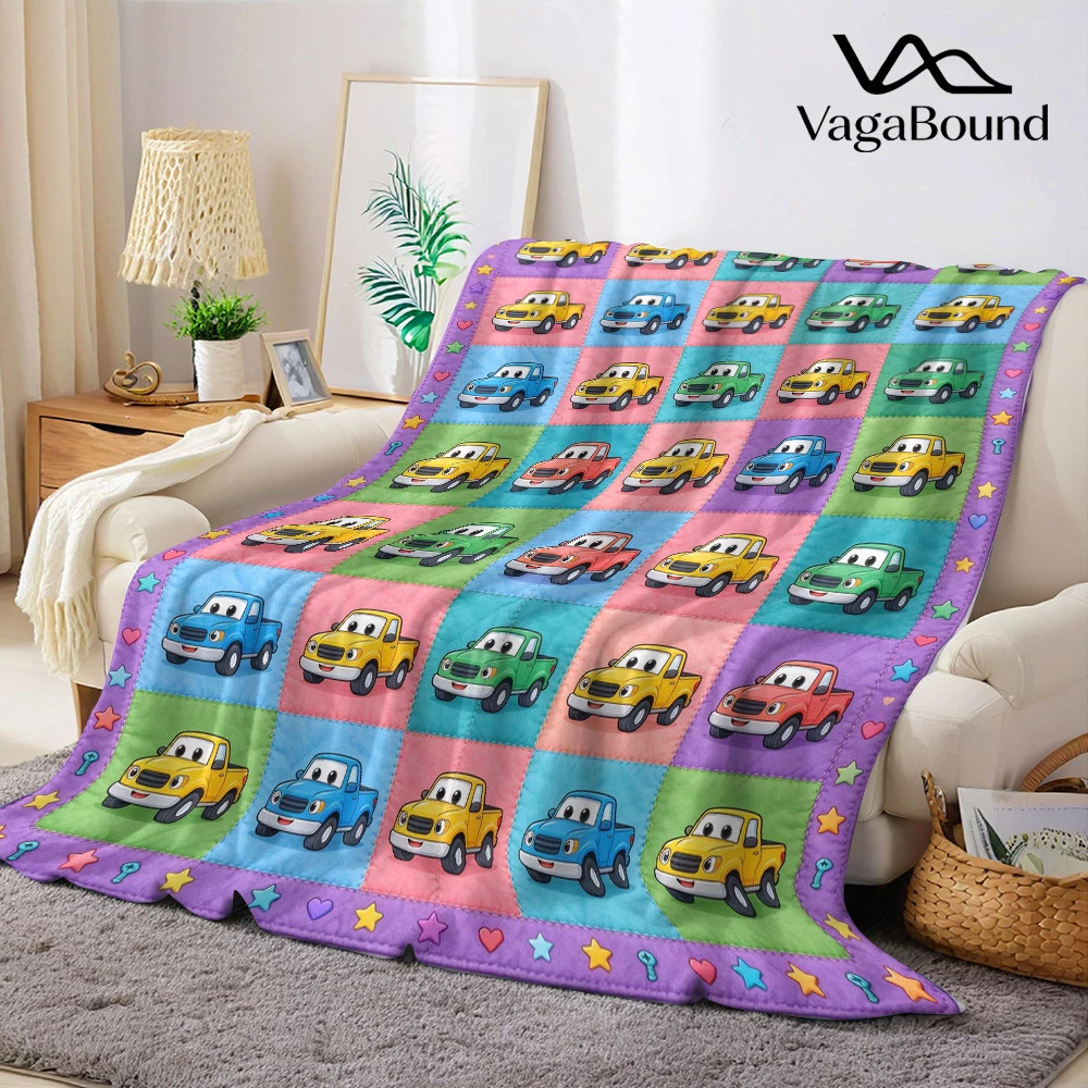 Color Pickup Star Heart Flannel Blanket Perfect for Sofa Office Bed Travel Sleep Read Relax Camping Four Season Use