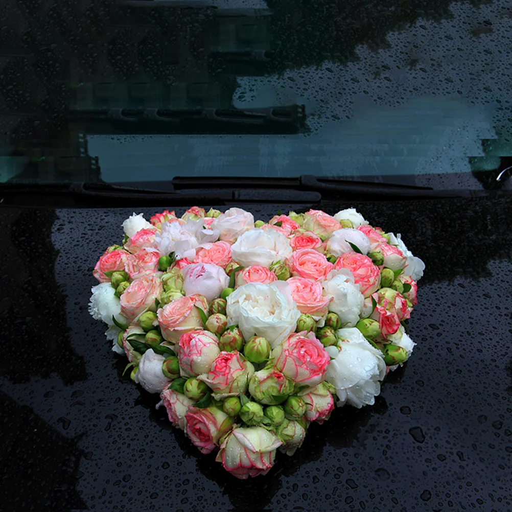 2pcs Heart Shaped Wedding Car Decor Flower Mud Cup Tray 15# Floral Foams Disc Plastic Material Non Deform