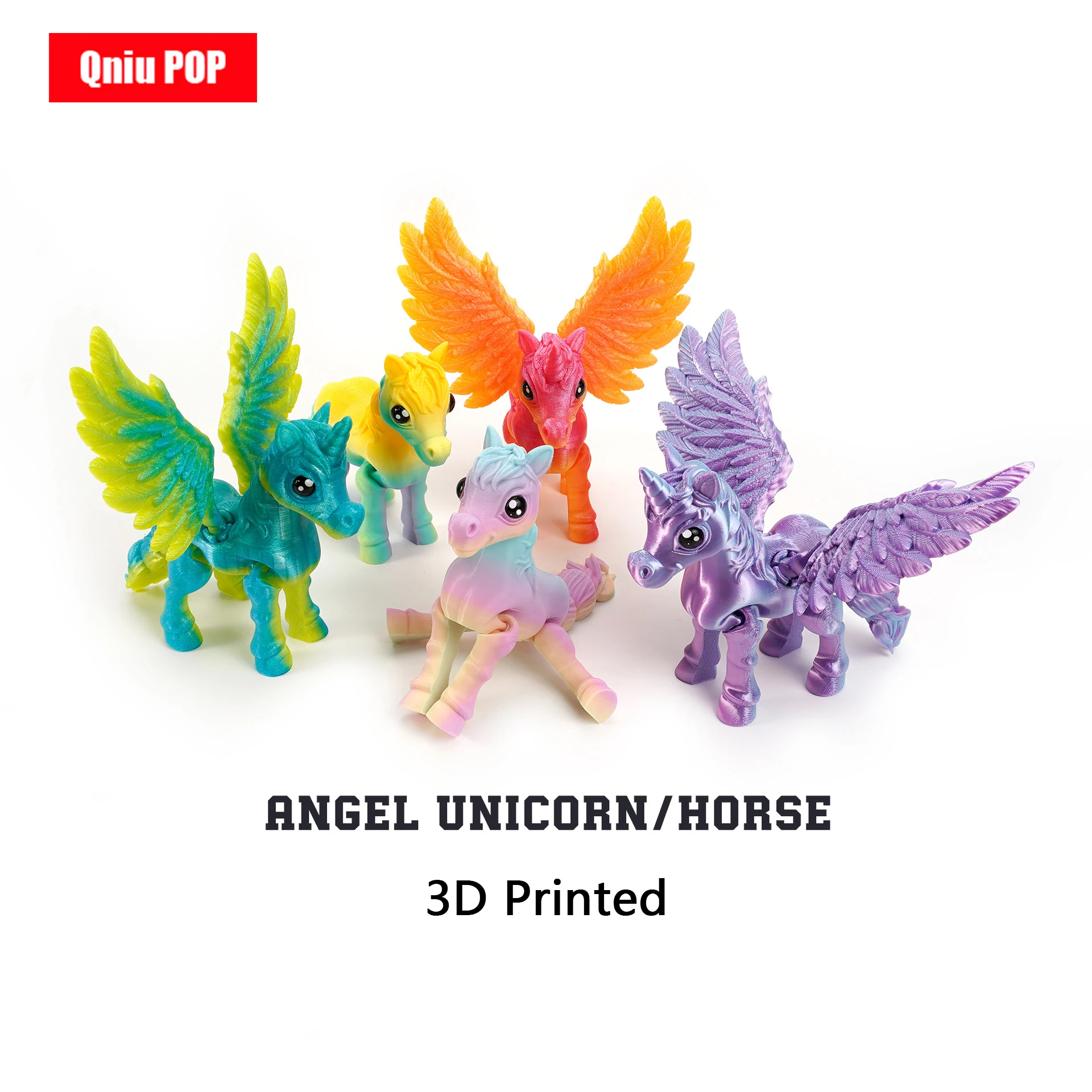 2026 3D Printed Pony Angel Unicorn Hot Selling Joint Movable Horse Ornament Deformation Trend Cute Decoration