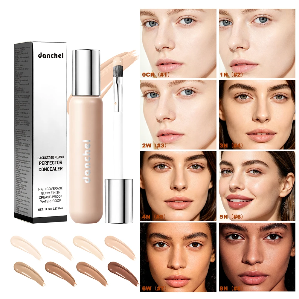 DANCHEL Multi-Use Concealer Liquid Waterproof Glowy Finish Caffeine Eye Care Face Body Concealer Long Wear Buildable Coverage