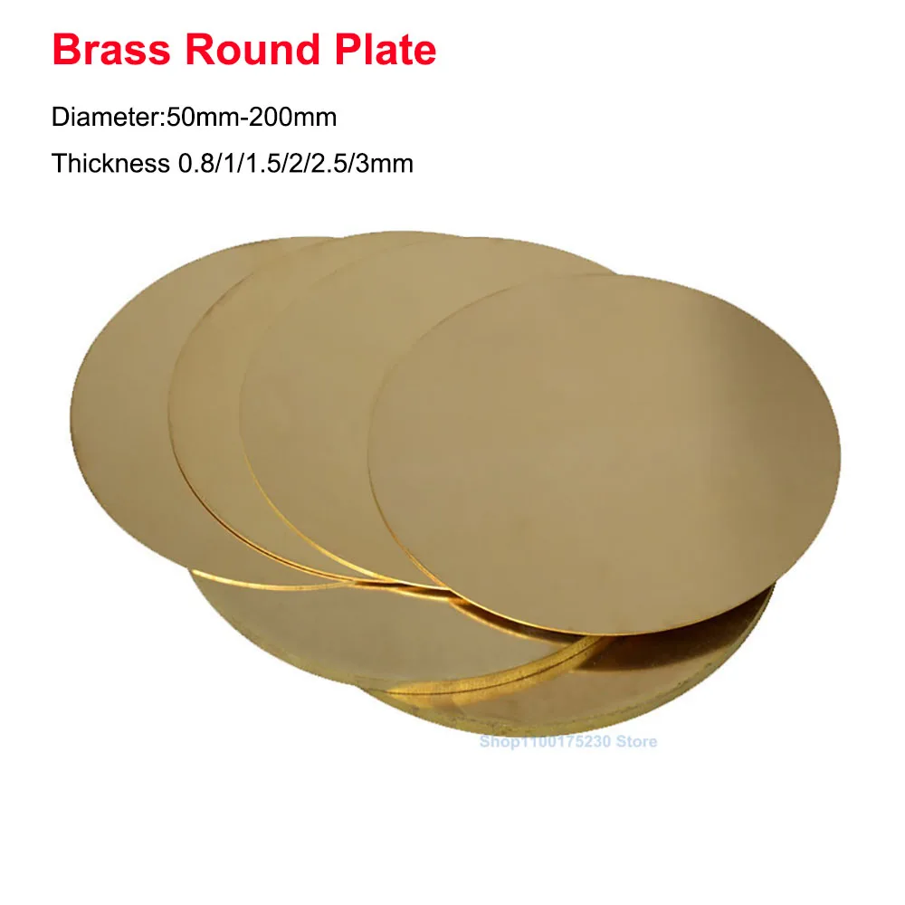 H62 Brass Round Plate Dia 50mm-200mm Thickness 0.8/1/1.5/2/2.5/3mm Brass Gasket Pure Copper Disc Sheet Laser Cutting