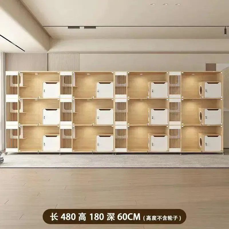 a forCattery Breeding Cabinet Cat House Pet Display Cabinet Summer Washable Cattail Material Ample Space Multi-Level Cage Home