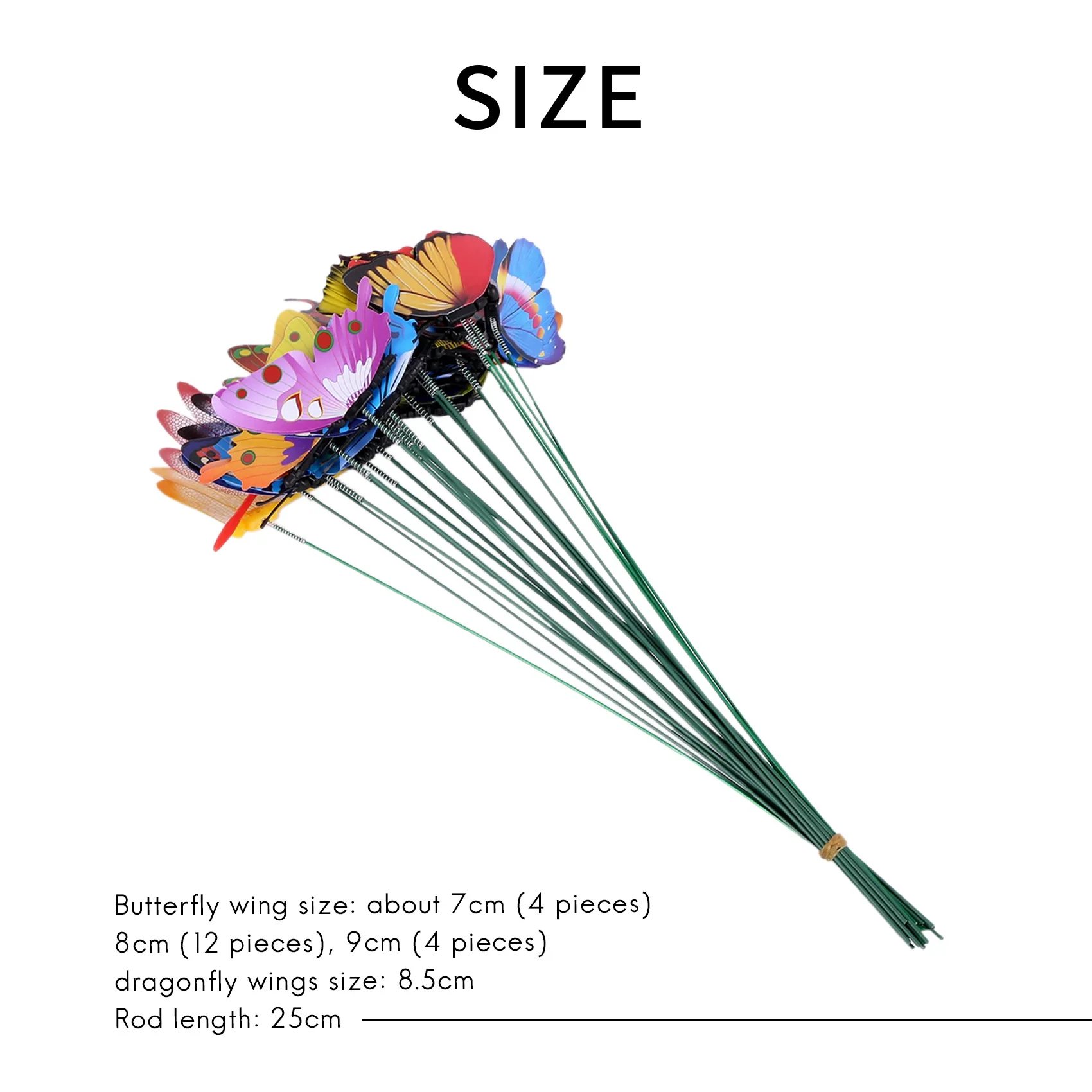 A21Q -20 Pieces Garden Butterflies Stakes And 4 Pieces Dragonflies Stakes Garden Ornaments For Yard Patio Party Decorations, Tot