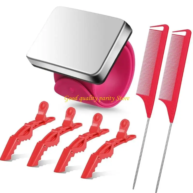 

M4YA 7PCS Ergonomic Hair Combs Set Wristband Hair Pin for Salon and Home Use Includes Storage Bag Hair Brush