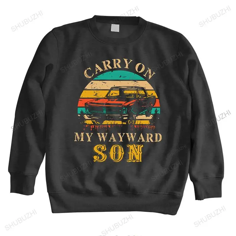 Retro Vintage Classic Car Carry On My Wayward Son hoodie Men Cotton TV Supernatural sweatshirts Top Novelty sweatshirt Merch