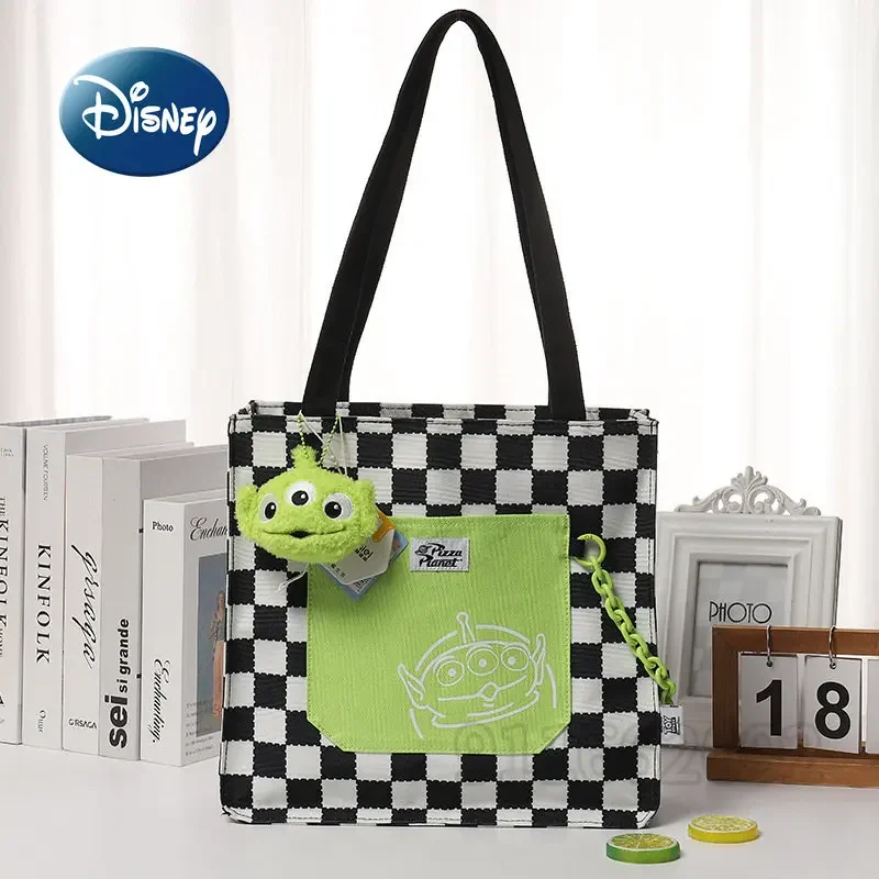 Disney Three Eyes Original New Women\'s Handbag Toy Story Series Women\'s Bag Luxury Brand Checkerboard Chain Shopping Bag