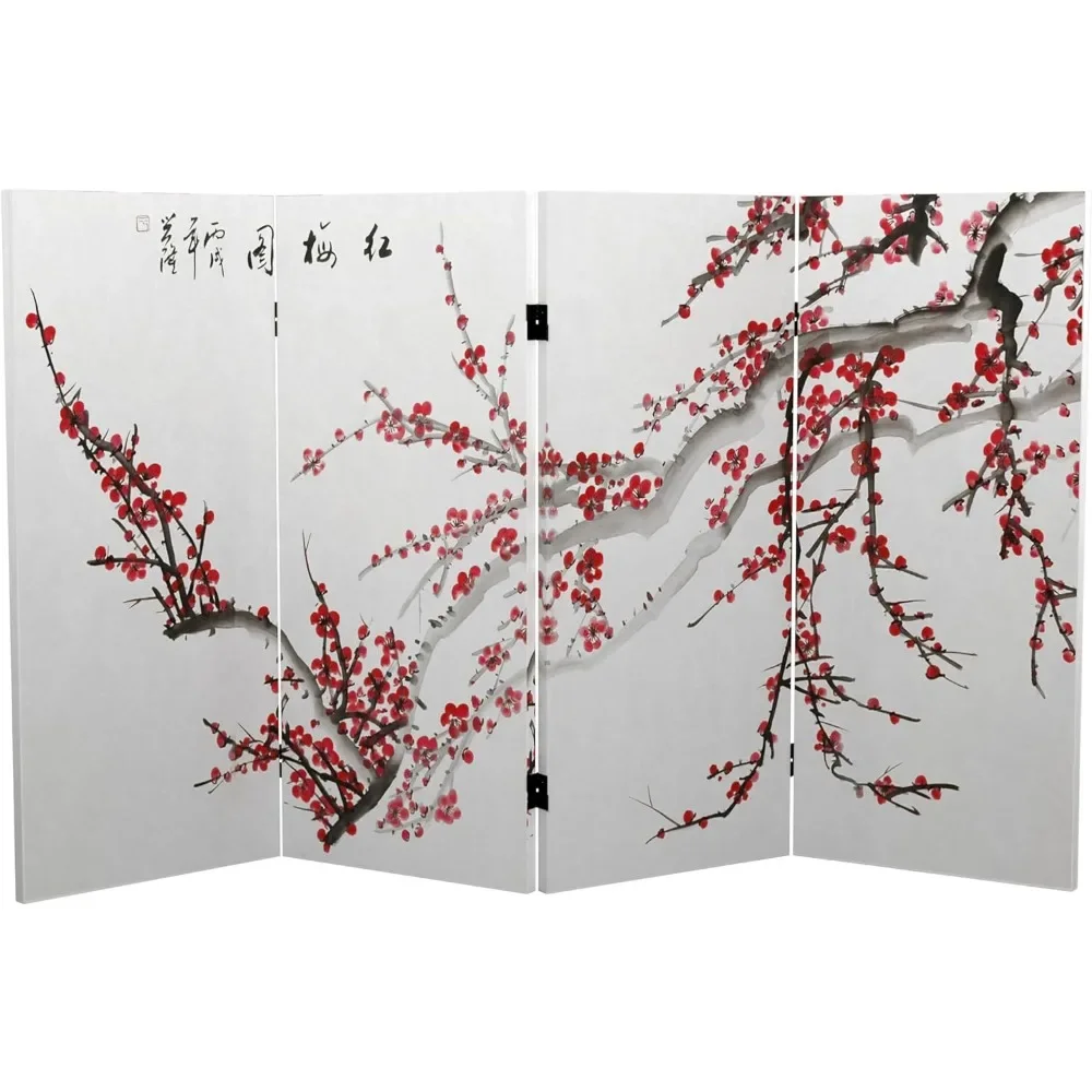 Divider for Room Dividers Privacy Wall Oriental Furniture 3 Ft. Tall Double Sided Plum Blossom Canvas Room Divider Home Decor