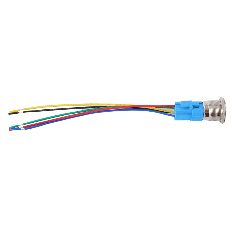 ABSE-5PCS Metal Push Button Switch 12V 19Mm Ring Lamp Power Symbol Waterproof LED Light Self Lock Reset With Connector