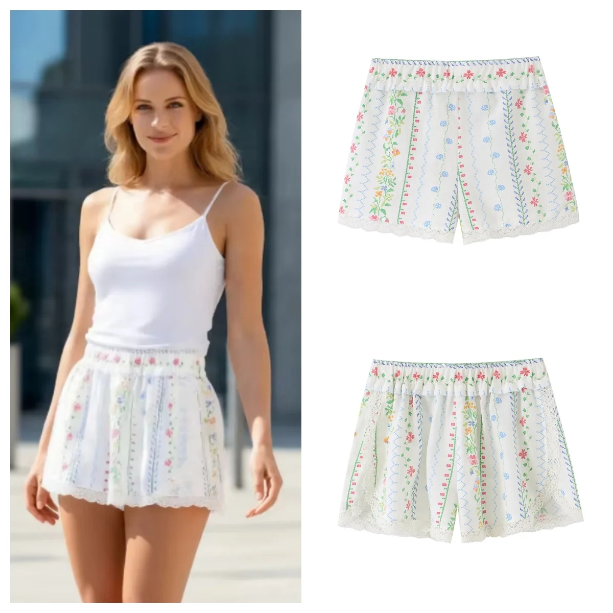Women's Shorts 2026 Summer Versatile Print Mid Waist Shorts Women's Fashion Casual Outfit