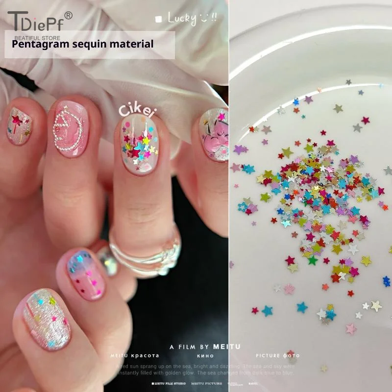 1 Box Mixed Star Sequin Five-pointed Star Nail Glitter Colorful Sparkle Nail Art Charm Decoration Manicure Accessories