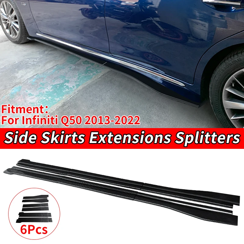 Car Styling Scratch Protector New Adjustable Side Body Skirts Kit Lip Splitters Trim Cover Spoiler For Infiniti Q50 2013-2022