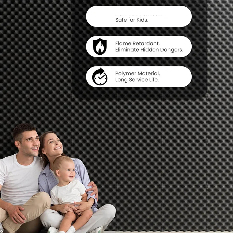 12 Piece Self-Adhesive Sound Proof Foam Panels 2X12x12inch For Home & Pro Studios-Hot Sale