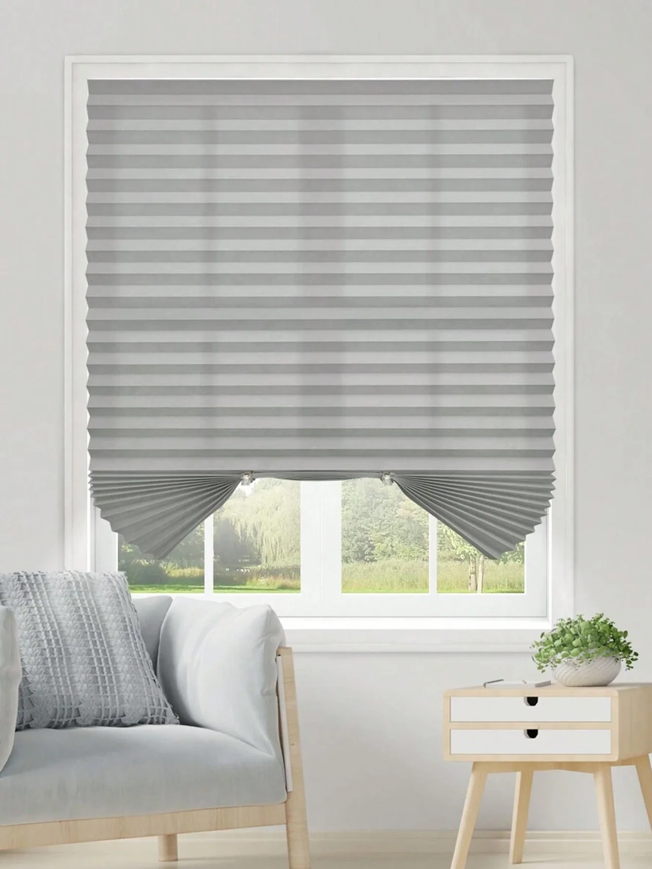 1 Solid Color Blackout Curtain, Can Be Installed Without Tools, Original Translucent Pleated Fabric Blackout Curtain, Self-Adhes