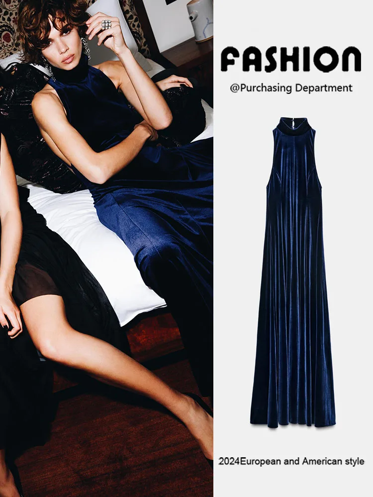 

Зима 2025: Новое женское модное облегающее длинное платье с вырезом халтер, индивидуальный дизайн, этнический стиль, для сцены, C...