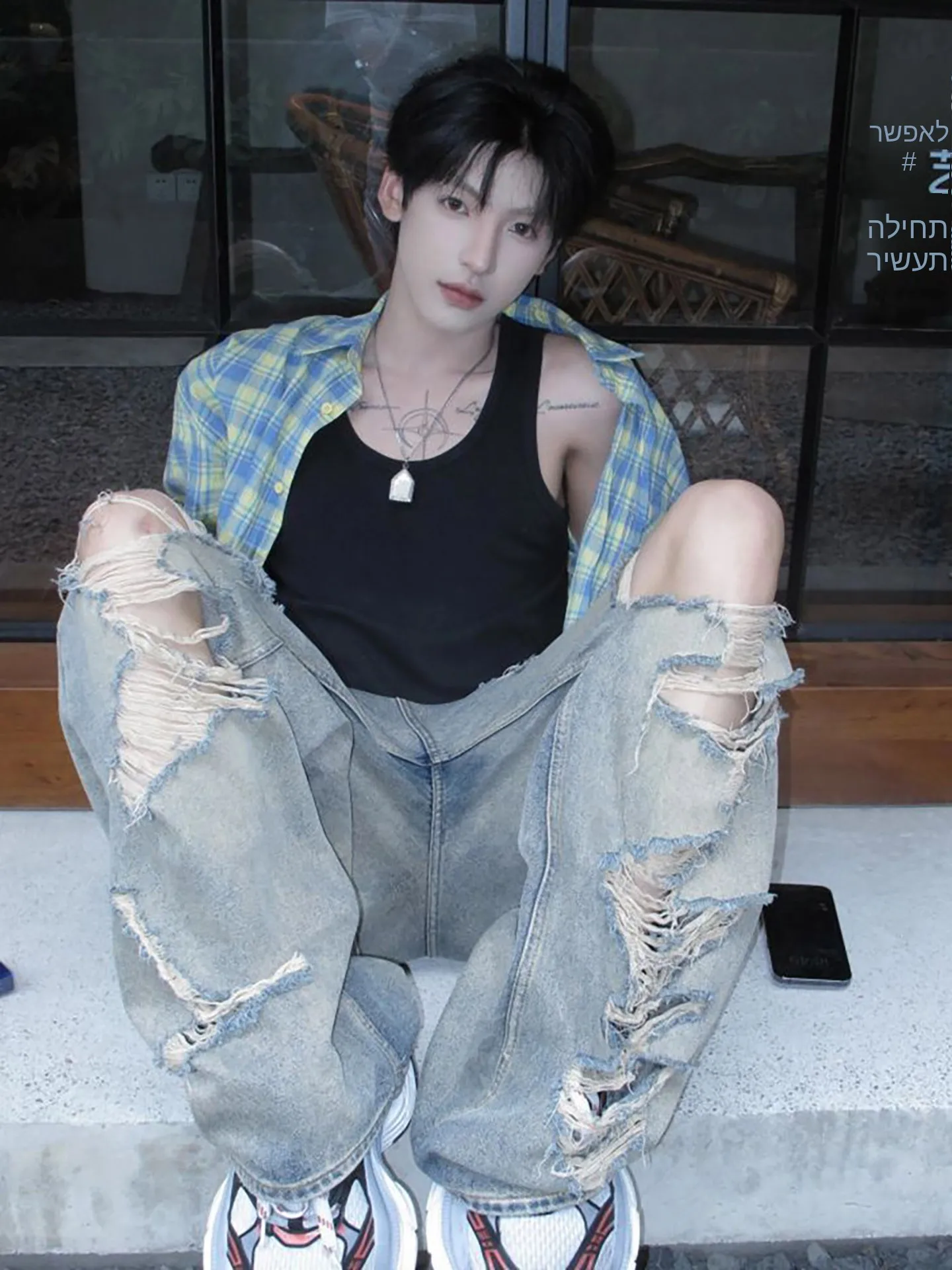 Retro Semi-Elastic Skinny Jeans Men's Thin American Design Sense Small Audience High Street Straight Leg