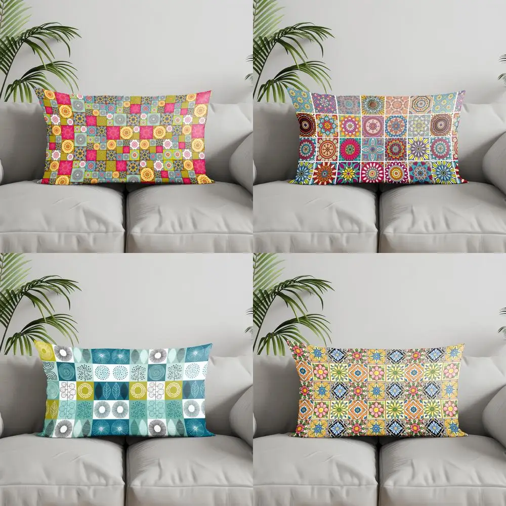 

Home Decor Colorful Pattern Square Pillow Suitable For Sofa Bedroom Car Pillow Cover Cushion Rectangular Back Cushion