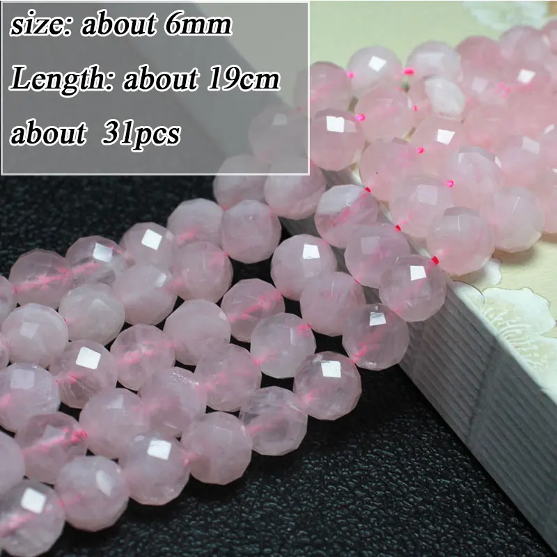 Wholesale Natural Stone Beads Rose Quartzs Pink Crystal Faceted Rondelle Square Irregular Round  for Jewelry Making Diy Bracelet