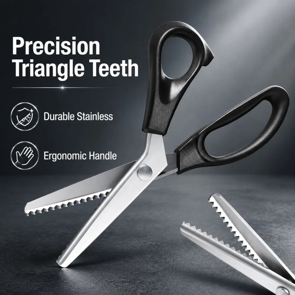 Stainless Steel Pinking Shears Triangle Zig Zag Scissors Lace Fabric Cutting Tailor Sewing Dressmaking Craft Tools
