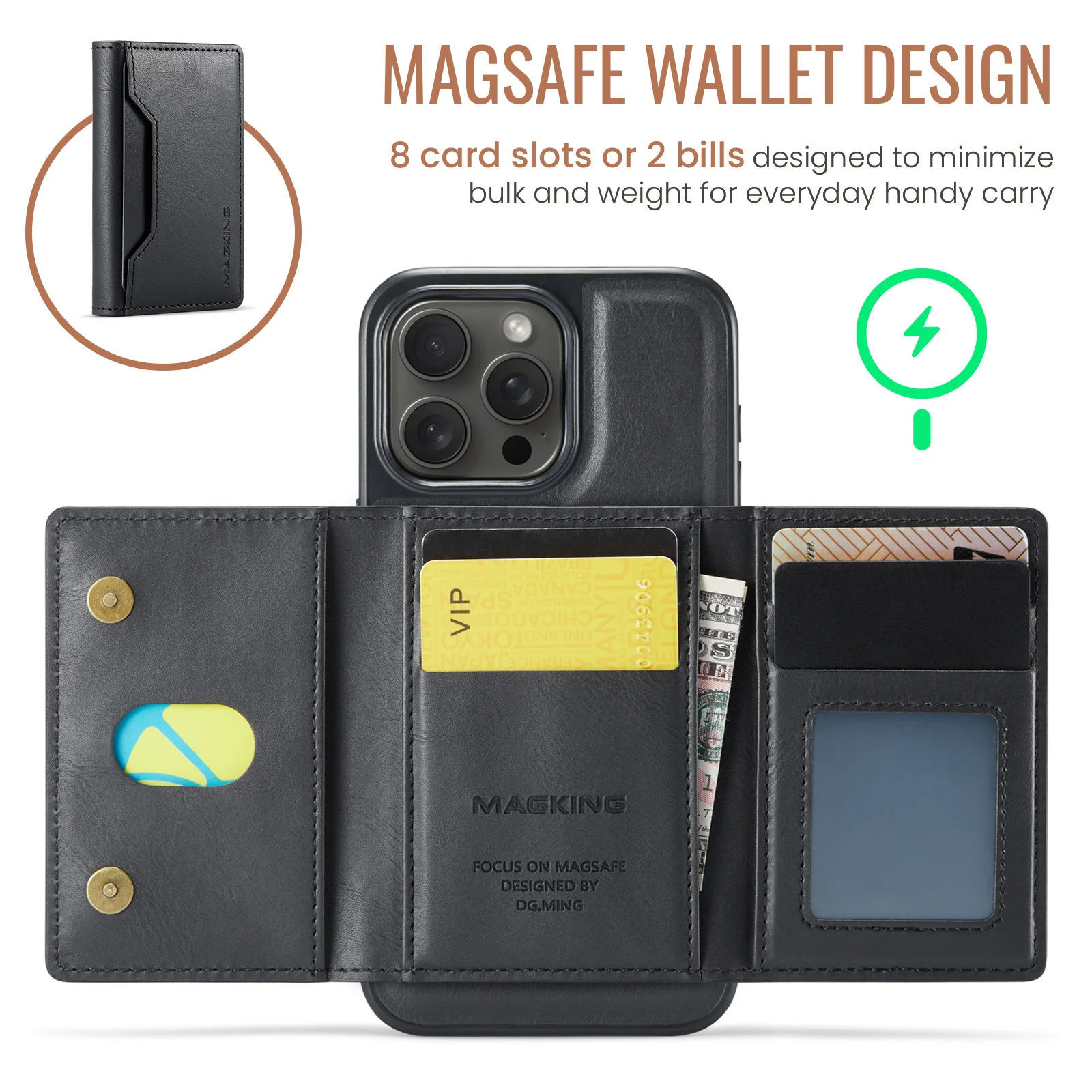 Detachable 2-in-1 Magnetic Wallet Case with Multi Cards Pocket For iPhone 16 17 Pro Max 17Air 15 14 Plus 13 12 For Magsafe Cover