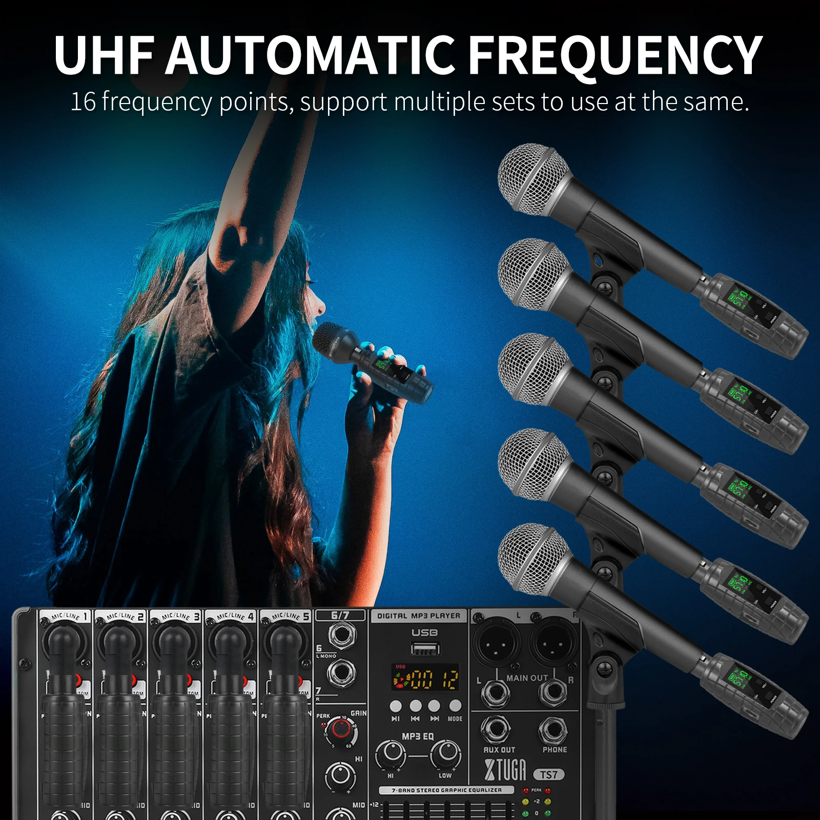 XTUGA U-95 XLR Wireless Transmission Transmitter System Handheld Dynamic Microphone Wired To Wireless Adapter Microphone