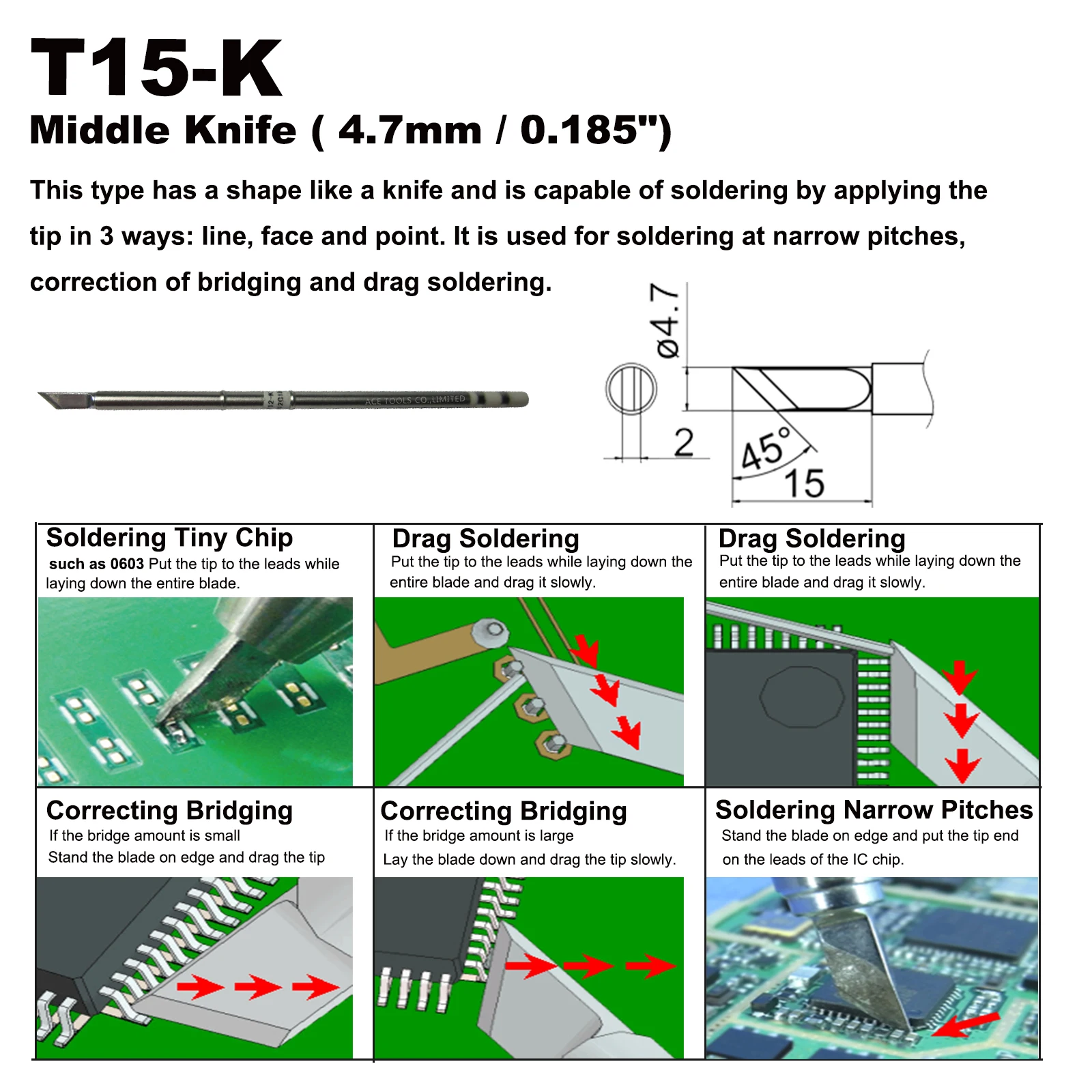 T15-K Ujung Solder Pengganti Pisau Pendek untuk HAKKO FM-203 FM-204 FM-206 FX-951 FX-950 FX-952 FX-9501 FM-2028 FM-2027 FM-2021