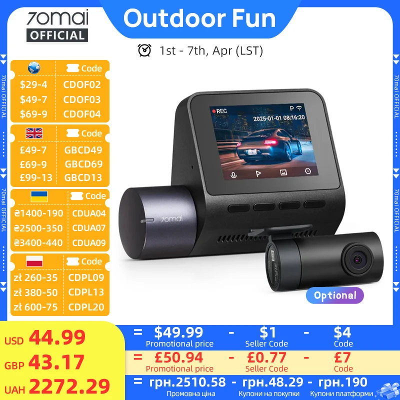 Dash Cam A400 1440P 145° FOV