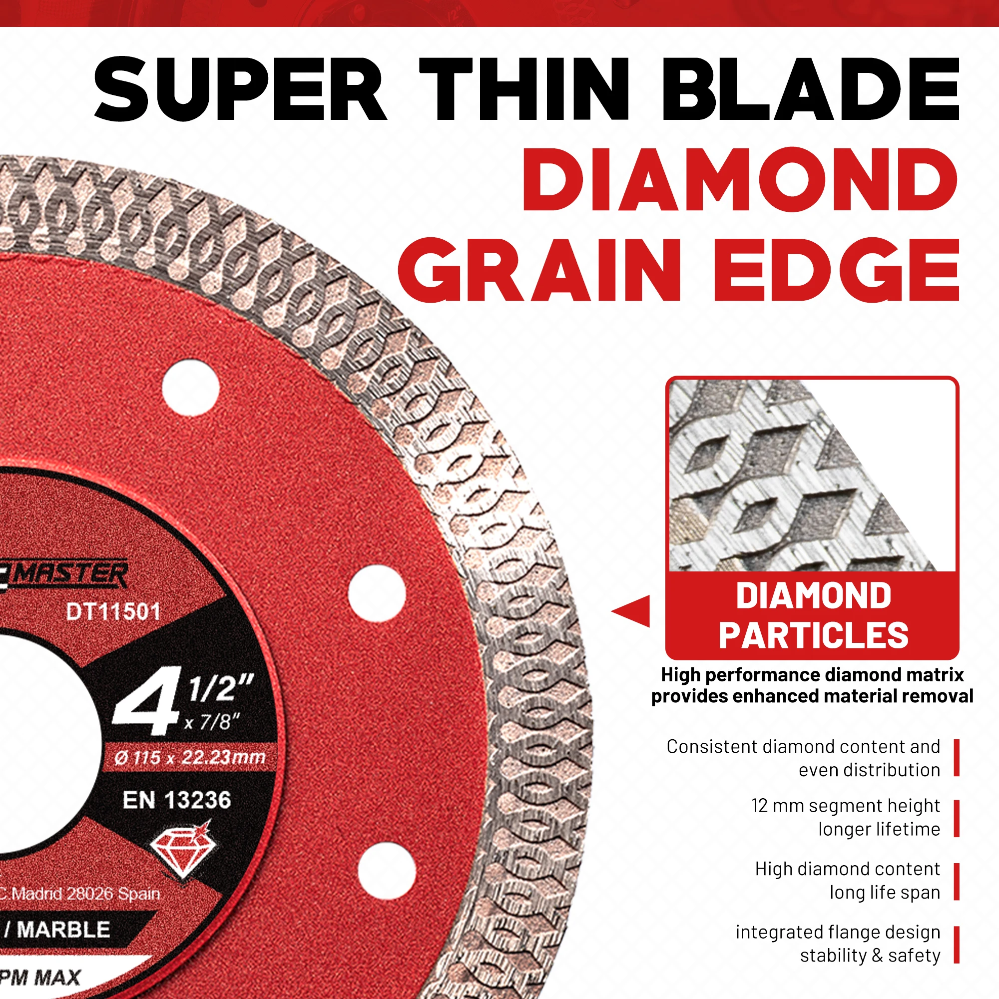 EZARC 2Pcs Super Thin Diamond Ceramic Cutting Blades 4.5"/5" Diamond Saw Blade for Smooth Cutting Porcelain Ceramic Granite