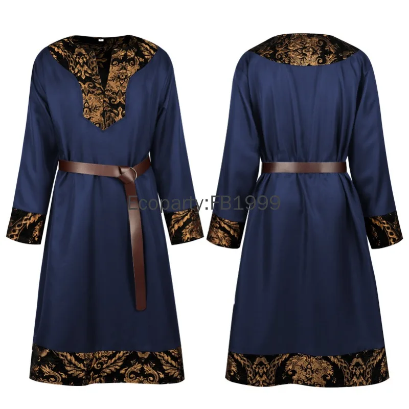 

New Medieval Viking Norman Warriors Costume Renaissance Knight Warrior Cosplay Tunic Tops Men's Halloween Party LARP Costumes