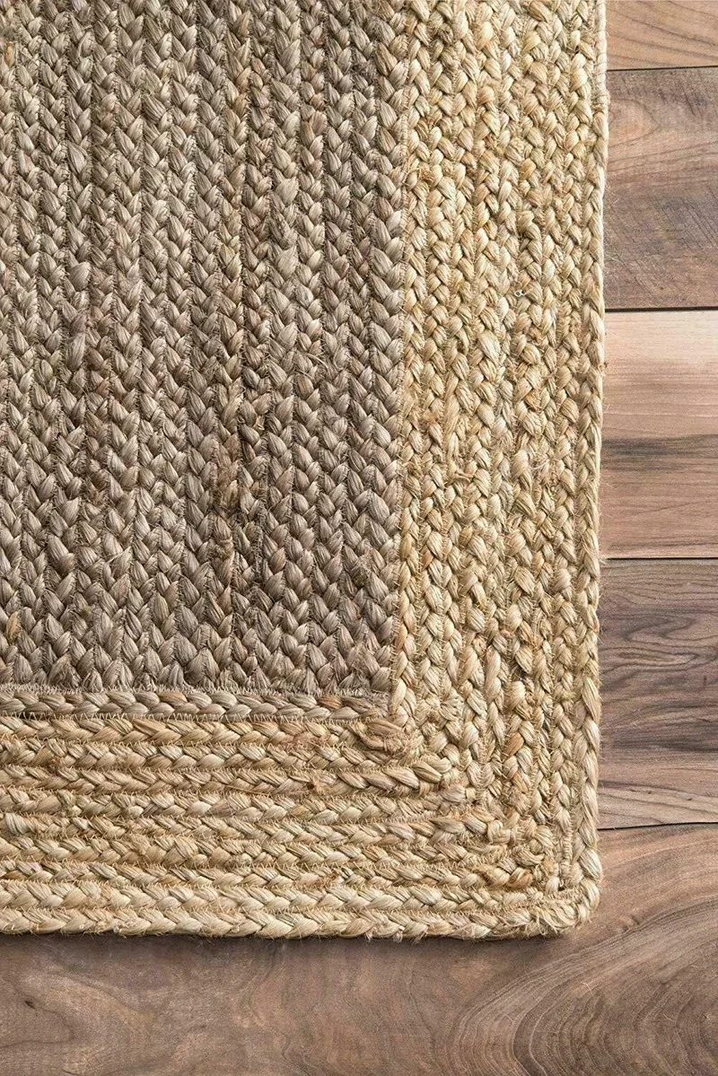 Rug 100% Jute Rectangle Natural Braided Floor Mat Handmade Reversible Runner Rug Rugs and Carpets for Home Living Room