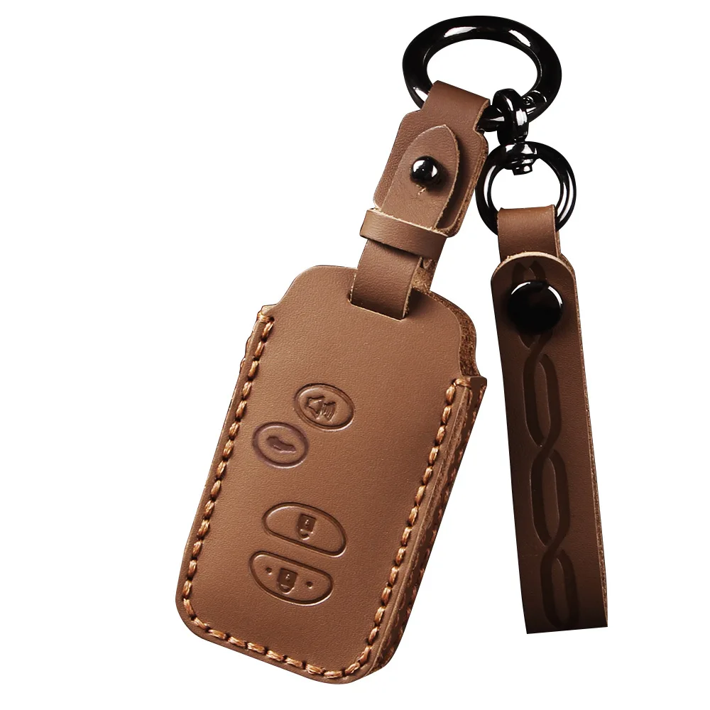 Genuine Leather Car Key Case Cover Shell Protector Fob Holder for Toyota Camry 2009 Highlander 2010 Crown Old Model Accessories