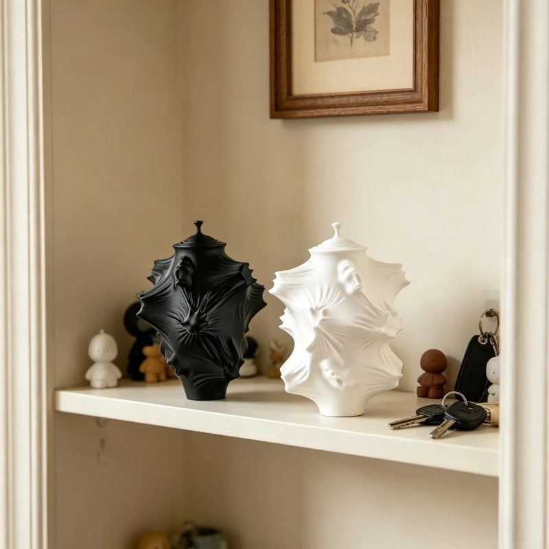 Vase Sculpture 3D Distordue, Jarre de Déception, Figurine Artistique Imprimée en 3D, Décoration Moderne Abstraite pour Bureau et Table