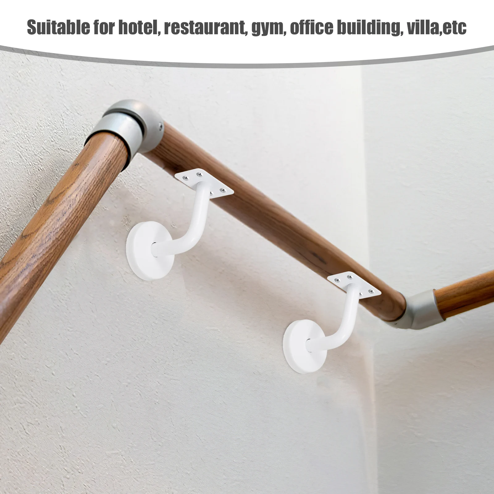 

Wall-Mounted Handrail Brackets Stainless Steel Durable Stair Support Easy Install Modern Design Indoor Outdoor Use Wood