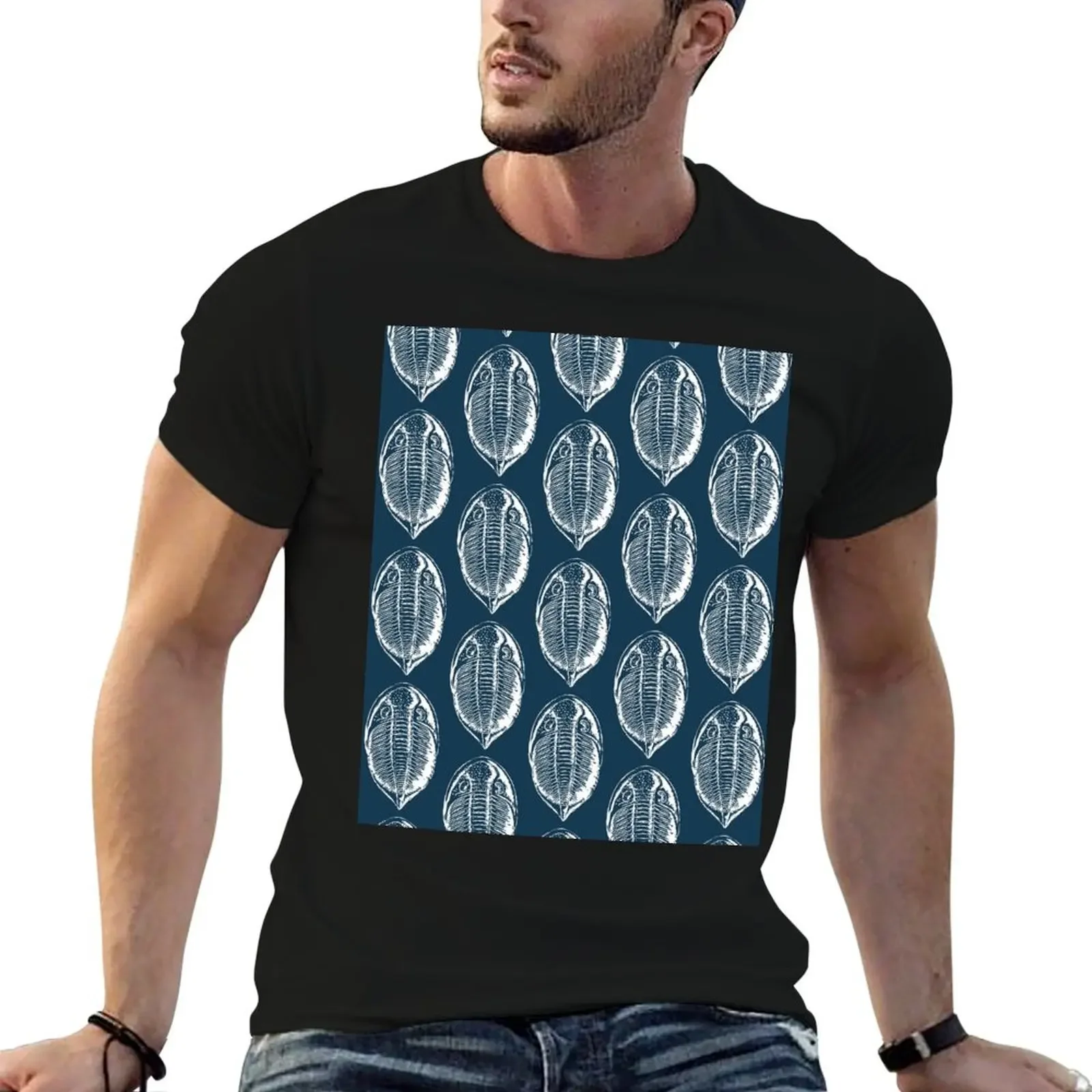 Trilobite (white) fossil prehistoric marine arthropod T-Shirt oversized boys animal print luxury clothes men