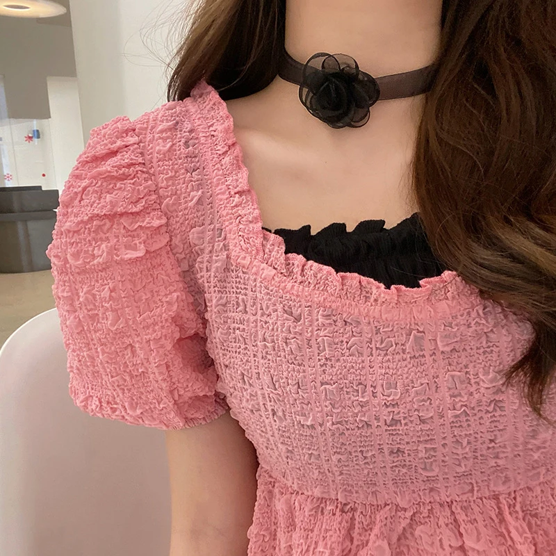 French Romantic Lace Camellia Flower Choker Necklace Jewelry Female Camellia Clavicle Chain Choker Necklace Party Jewelry