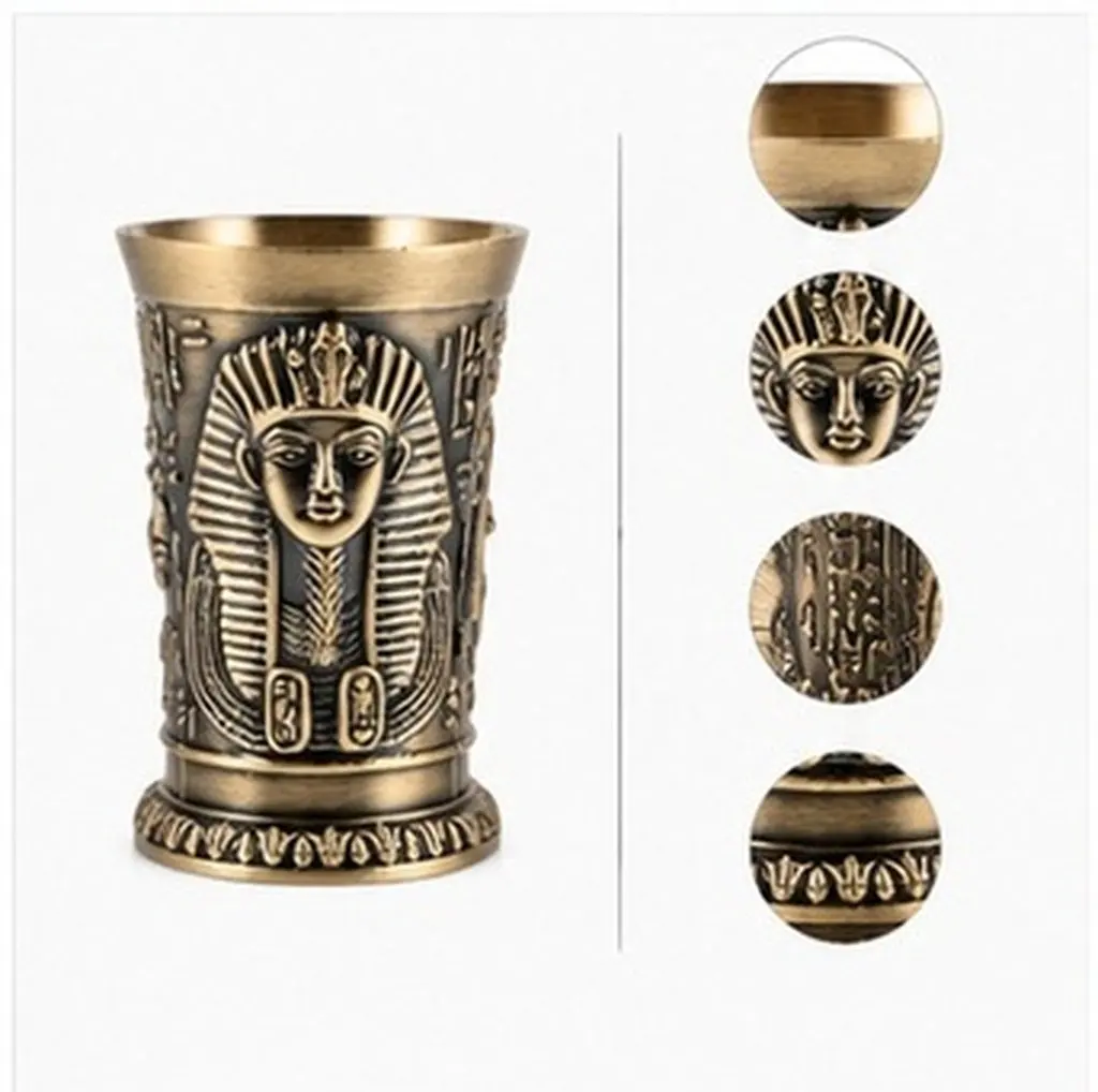 Vintage Copper Wine Cup Mini Metal Shot Glass Decorative Multi-Function Drinkware for Whiskey Tea Cocktails Reusable Metal