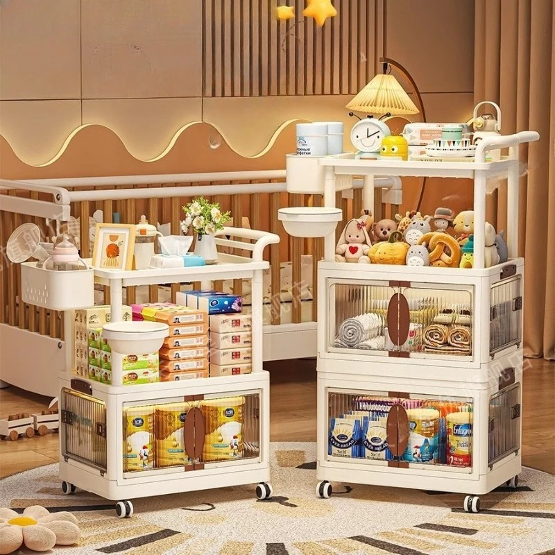 Baby Nursery Shelves - Multi-layer Baby Supplies Storage Cart Mobile
