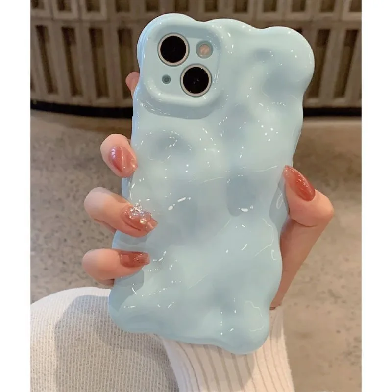 Irregular concave and convex wave mobile phone case, suitable for Apple, solid colour, new protective cover