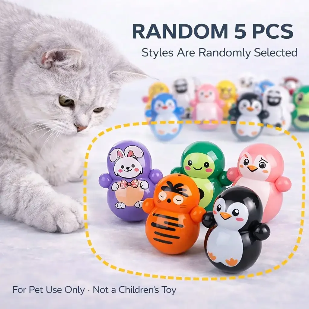 

5-Pack Cat Shaking Toys Suitable For Indoor Cats Self-Rolling Cat Toys No Batteries Needed Random Style Lightweight Plastic Cat