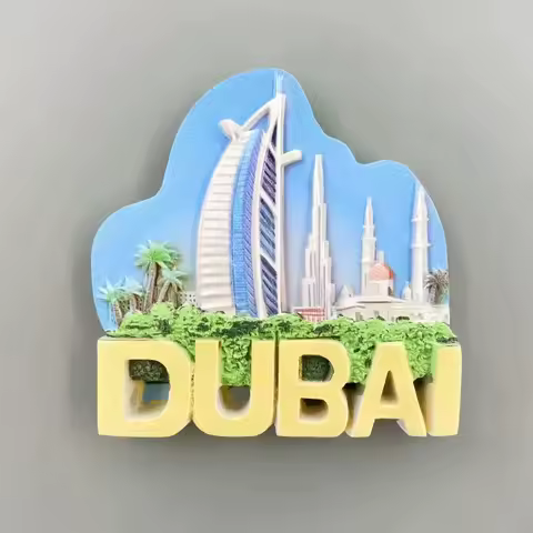 Middle East Dubai Landmark Sailing Hotel Burj Khalifa Tourism Commemorative Resin Decorative Magnet Refrigerator Sticker Gift