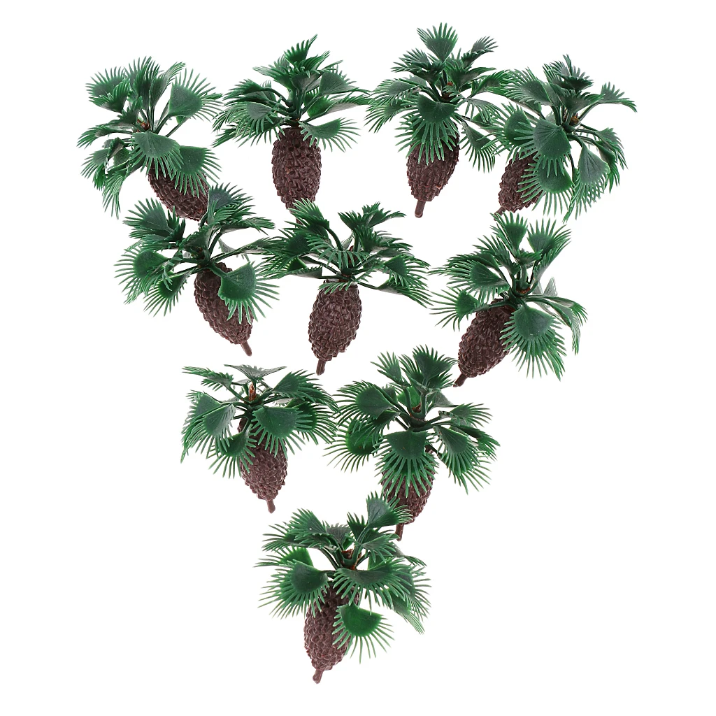 

MagiDeal 10 шт. пластиковая модель пальмы, поезд, трек, уличная железная дорога, парк, садовый пейзаж, миниатюрная сцена, модель здания, реквизит 5 см