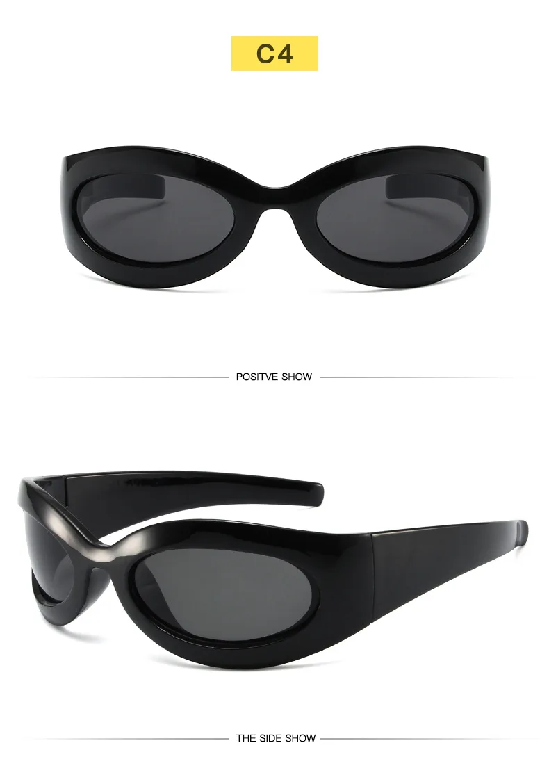Übergroße Y2K-Sonnenbrille für Damen, trendig, großer Rahmen, Vintage-Sonnenbrille, modisch, futuristisch, Punk, Silbertöne, 2000er-Jahre – Detail 8