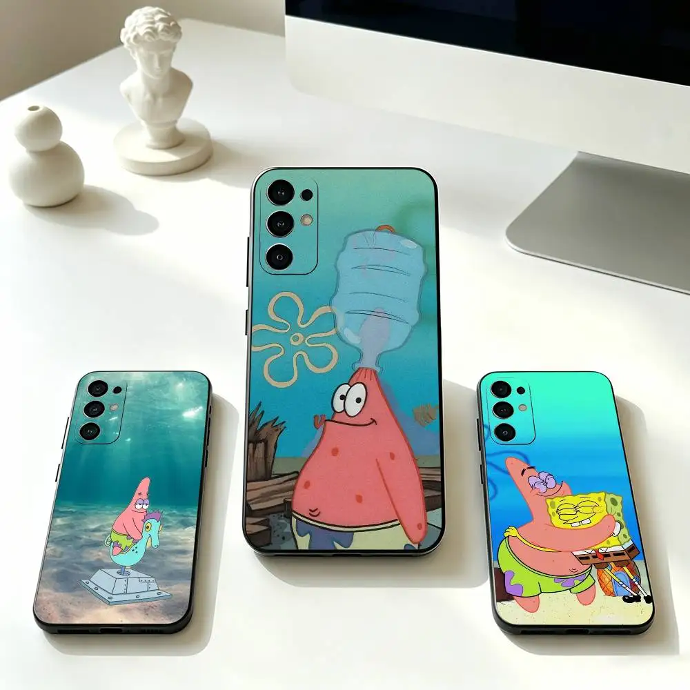 Cartoon Patrick Z-Sponge Funny B-BoB  Phone Case Black Silicone Soft For Samsung S25,S24,S21,S22,S23,S30,Ultra,S20,Plus,Fe,Lite
