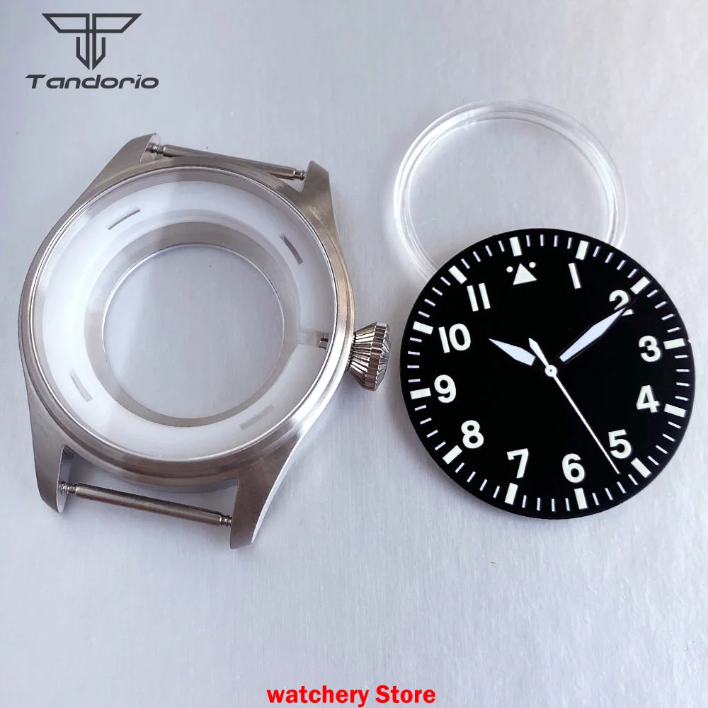 43mm Big Pilot Watch Case 38mm Dial for NH34 NH35 NH36 NH38 ETA2824 PT5000 ST2130 Movement Sapphire Glass 20ATM Dive Glass Back