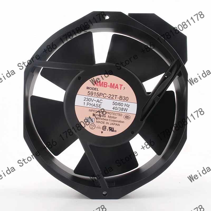Original NMB 220V 200V 240V AC230V 40/38W 17238 172X150X38mm DC EC 17CM Aluminum frame cabinet Device 5915PC-22T-B30 Cooling fan