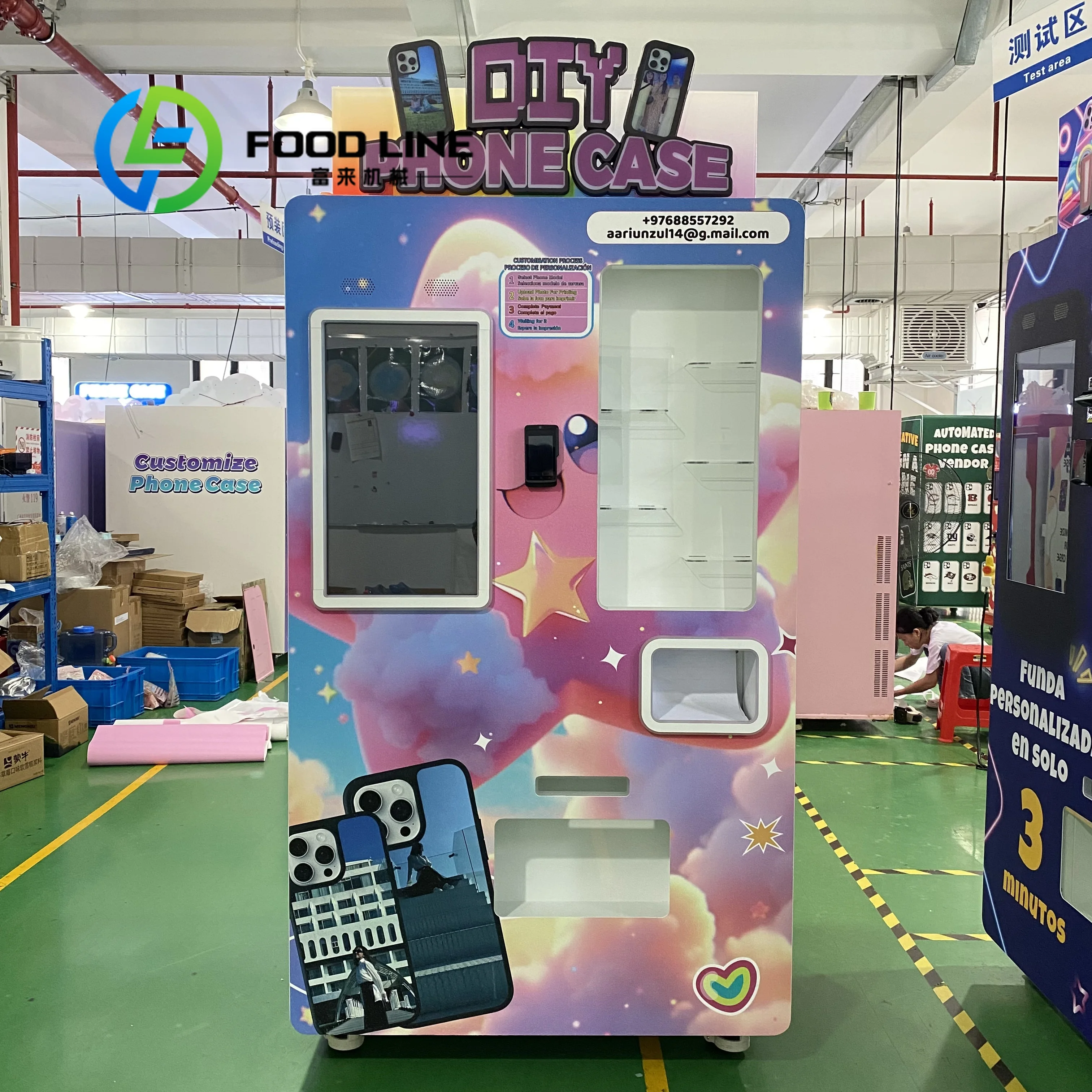 2025 Fully Automatic Digital Touch Screen Mobile Phone Case Vending Machine New Smart AI Printing DIY Photo Editing Outdoor SDK