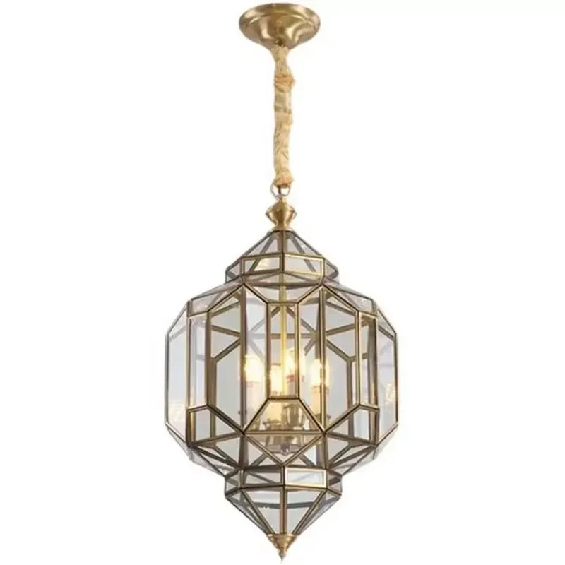 New creative European waterproof IP65 LED copper outdoor chandelier with copper cage and light sensor