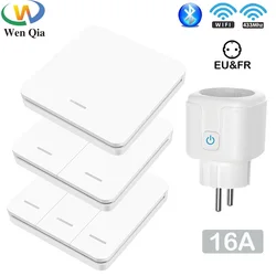 Tuya Smart Life RF 433Mhz Wireless Mini Smart Socket Switch 16A Electrical Outlet Remote EU Plug Voice Control Google Home Alexa