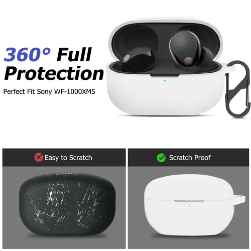Imagen 2 del producto Nueva funda para Sony WF-1000XM5, funda protectora a prueba de golpes, funda de silicona suave para auriculares inalámbricos Sony WF-1000XM5 con llavero