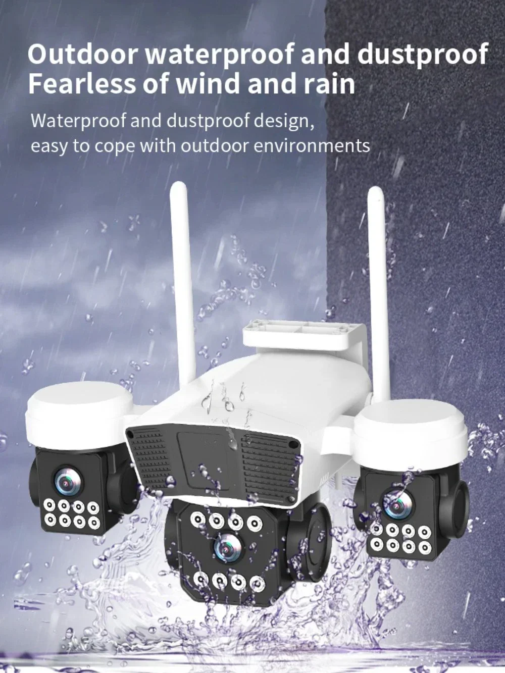 Three Lens PTZ IP Camera Outdoor 6K 12MP HD Three Screen WiFi Security Camera Auto Tracking Triple Screens Wireless CCTV Camera